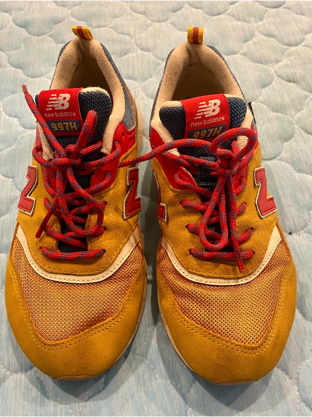 New Balance Kids Sneakers in Mustard Yellow and Red